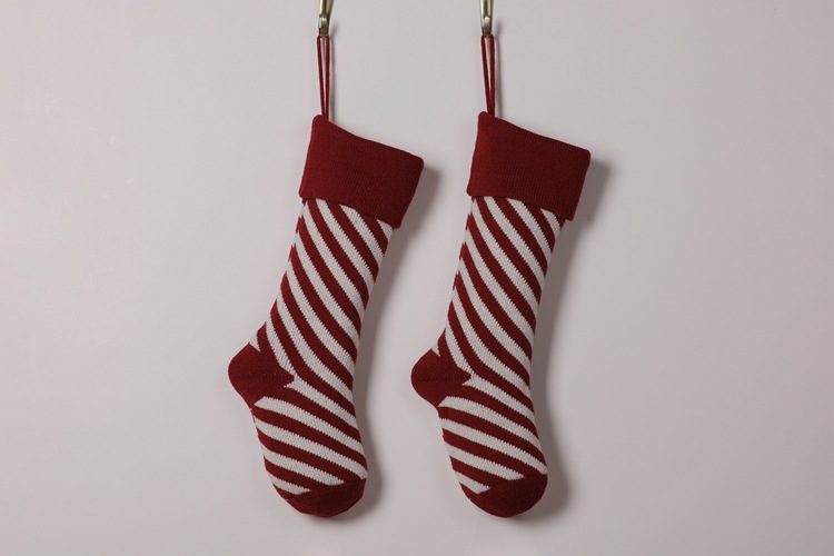 Striped Christmas Stockings Holiday Decorative Hanging Diagonal Stockings